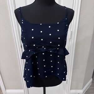 Old Navy Blue and White polka dot Peplum Camisole